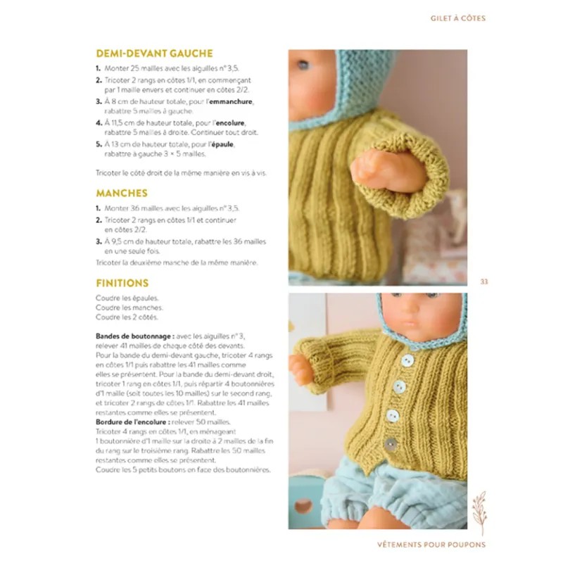 VÊTEMMENTS POUR POUPONS AU TRICOT