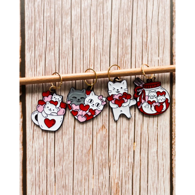 ANNEAUX MARQUEURS CHAT TASSE COEURS