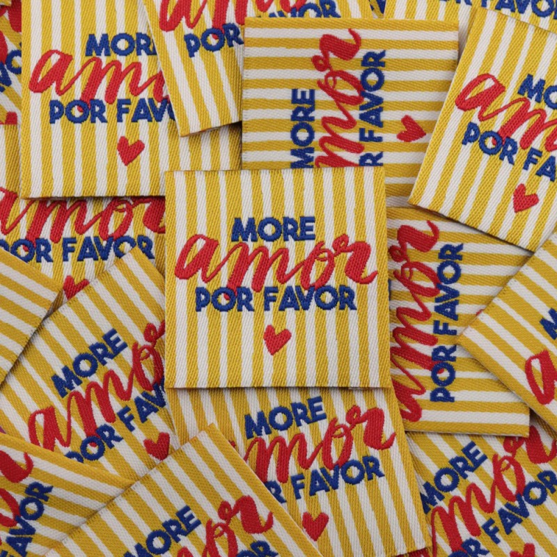 ÉTIQUETTE À COUDRE "More amor por favor"