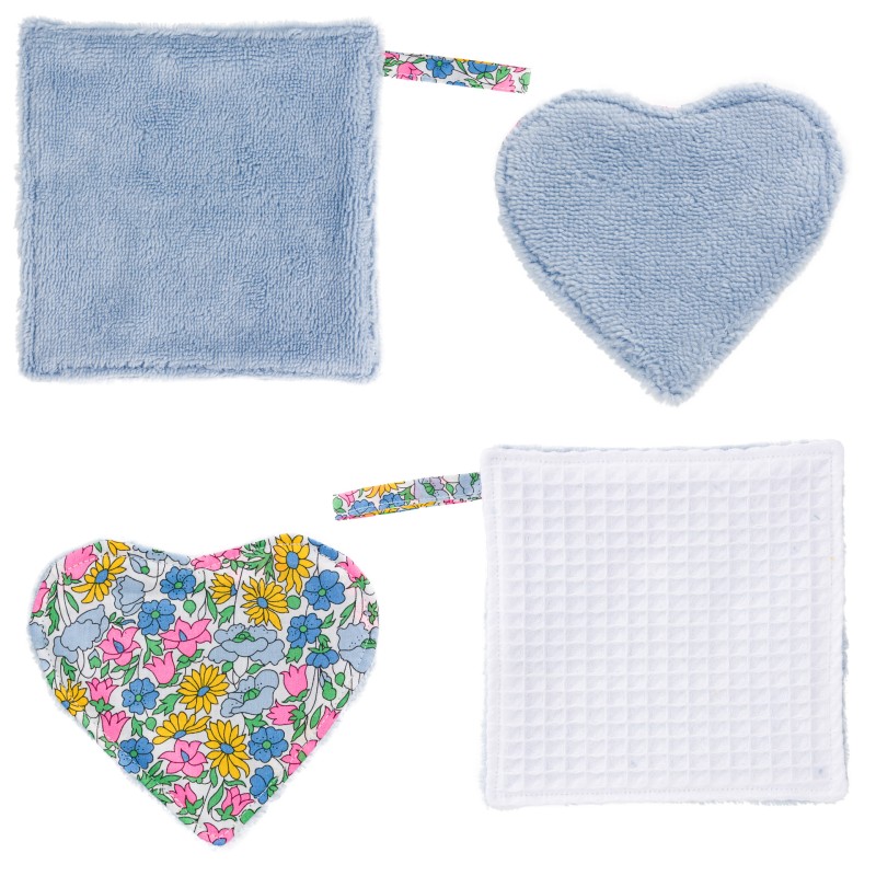 KIT LINGETTES COEUR FANNY bleu