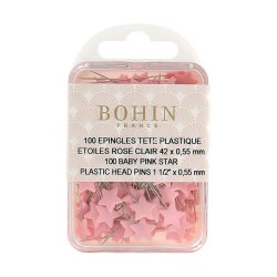 Boite de 100 épingles à tête plastique rose Bohin