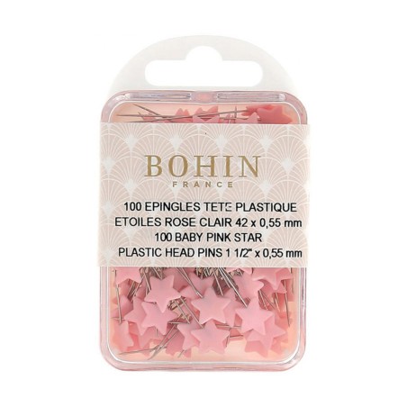 Boite de 100 épingles à tête plastique rose Bohin