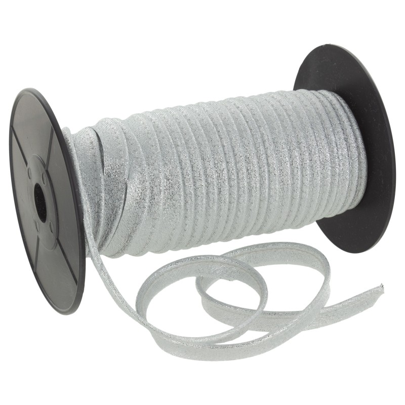 Passepoil lamé 10 mm - bourrelet de 2mm argent