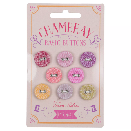 LOT BOUTONS X8 16MM TILDA CHAMBRAY BASIC