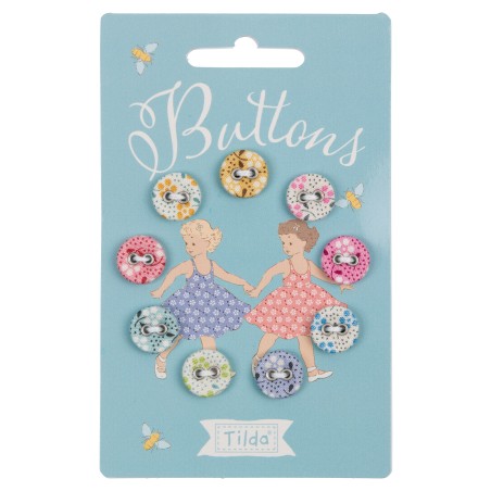LOT BOUTONS X9 12MM TILDA MEADOW