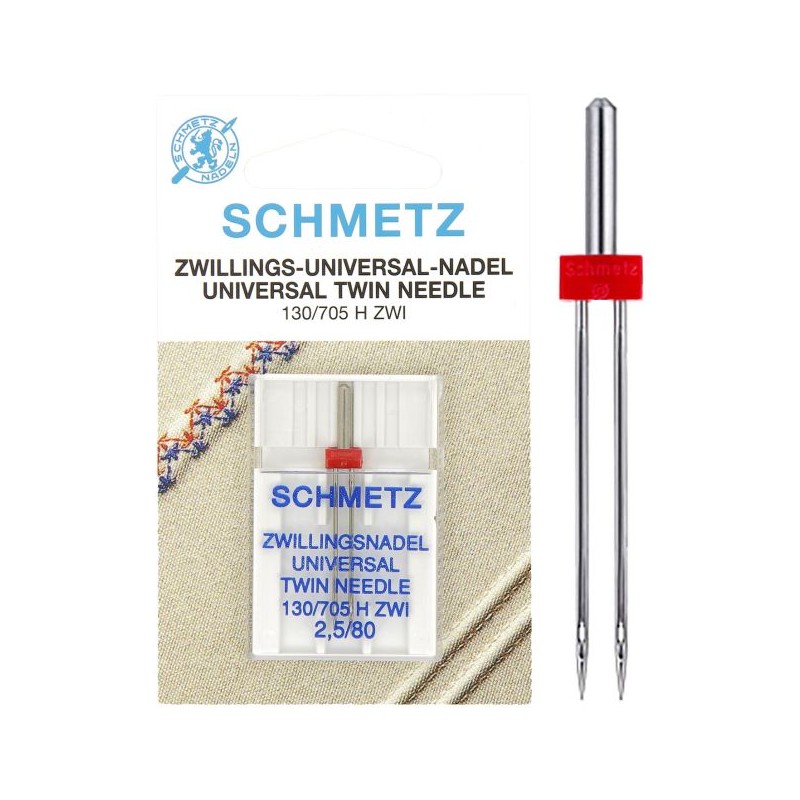 AIGUILLE MACHINE DOUBLE UNIVERSELLE 2.5 MM 80