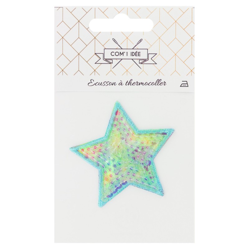 ÉCUSSON À THERMOCOLLER ÉTOILE PAILLETTES 5.5X5.5CM