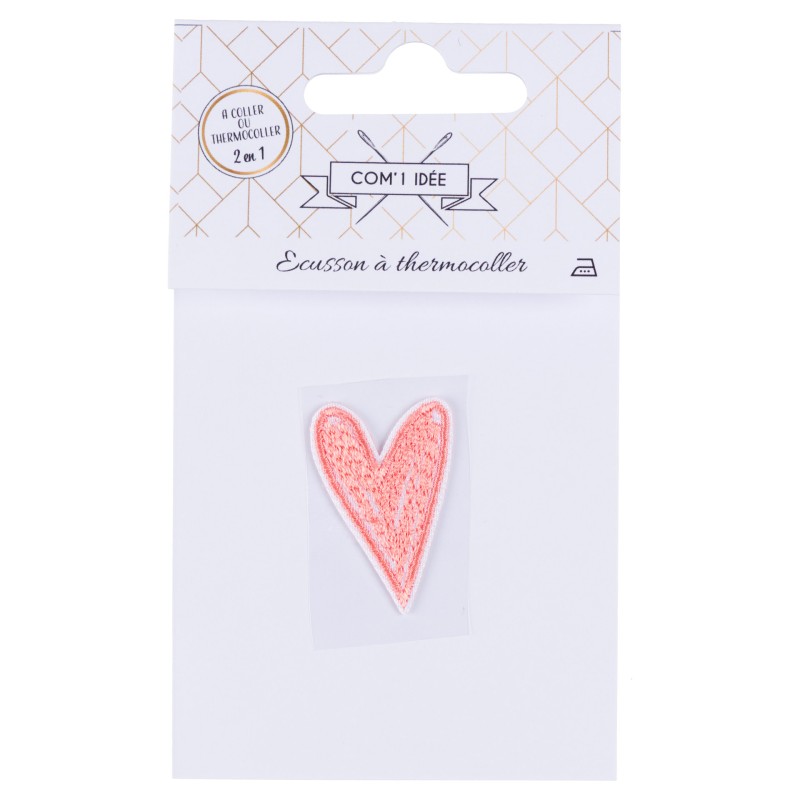 ÉCUSSON À THERMOCOLLER COEUR ROSE